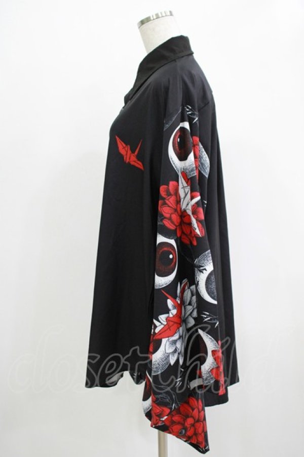 画像2: ACDC RAG / ハスノハナキモノシャツ  ブラック×レッド H-25-11-28-039-PU-BL-KB-ZH (2)