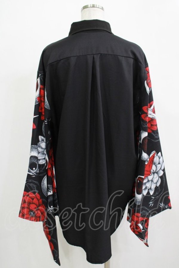 画像3: ACDC RAG / ハスノハナキモノシャツ  ブラック×レッド H-25-11-28-039-PU-BL-KB-ZH (3)