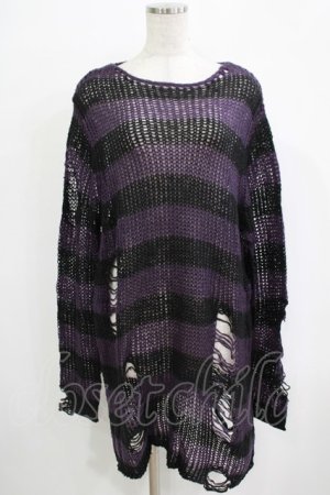 画像: KILL STAR / Graph Knit Sweater S ブラック×パープル H-25-11-28-041-SL-TO-KB-ZH