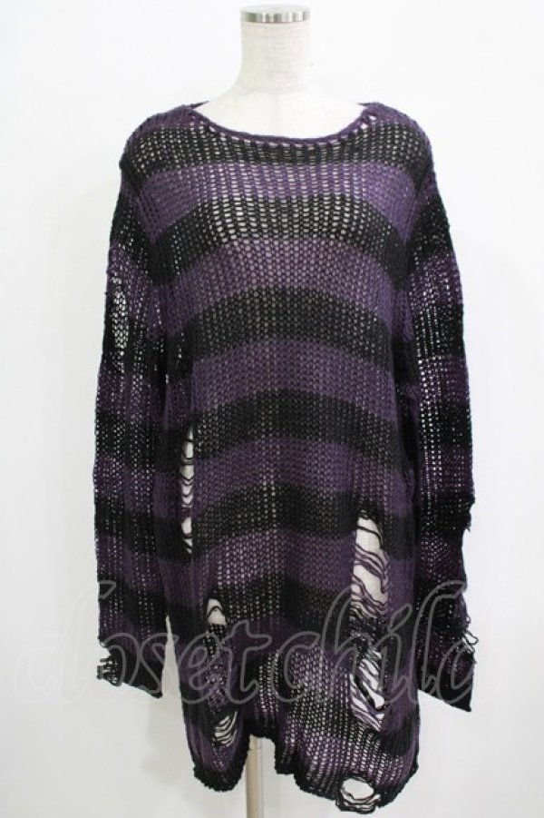 画像1: KILL STAR / Graph Knit Sweater S ブラック×パープル H-25-11-28-041-SL-TO-KB-ZH (1)