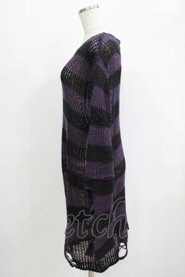 画像2: KILL STAR / Graph Knit Sweater S ブラック×パープル H-25-11-28-041-SL-TO-KB-ZH (2)