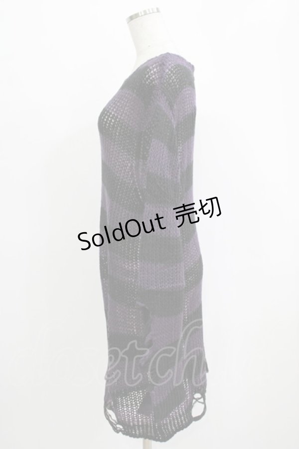 画像2: KILL STAR / Graph Knit Sweater S ブラック×パープル H-25-11-28-041-SL-TO-KB-ZH (2)