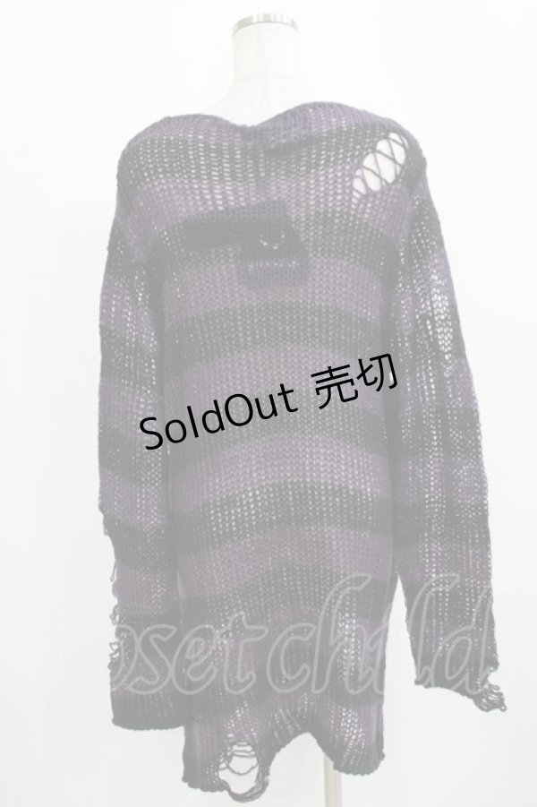 画像3: KILL STAR / Graph Knit Sweater S ブラック×パープル H-25-11-28-041-SL-TO-KB-ZH (3)