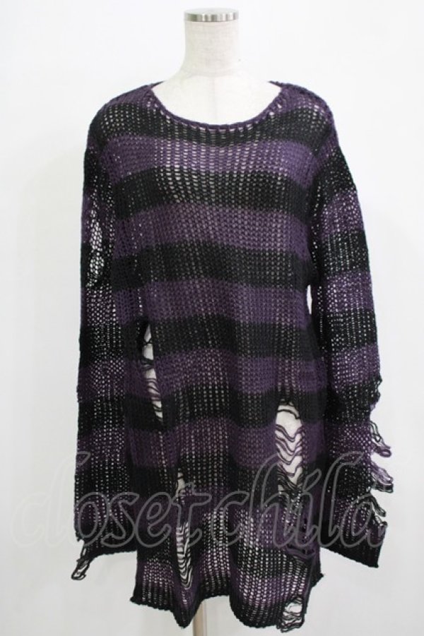 画像1: KILL STAR / Graph Knit Sweater XS ブラック×パープル H-25-11-28-042-SL-TO-KB-ZH (1)