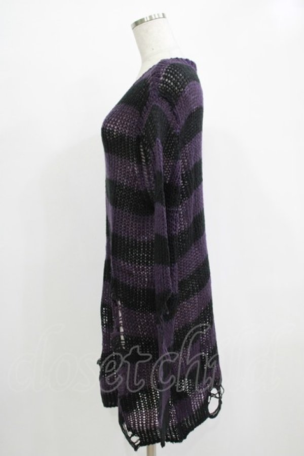 画像2: KILL STAR / Graph Knit Sweater XS ブラック×パープル H-25-11-28-042-SL-TO-KB-ZH (2)