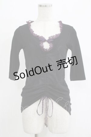 画像: 【SALE】Qutie Frash / ギャザートップス  黒×紫 H-25-11-28-044-QU-TO-KB-ZT056