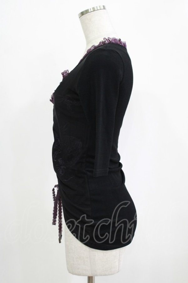 画像2: 【SALE】Qutie Frash / ギャザートップス  黒×紫 H-25-11-28-044-QU-TO-KB-ZT056 (2)