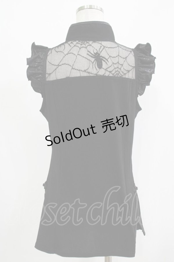 画像3: 【SALE】Qutie Frash / クモメッシュスリットタンク  ブラック H-25-11-28-046-QU-TO-KB-ZH (3)