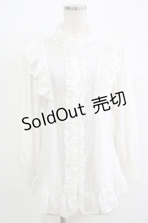 画像: Qutie Frash / ストライプ切替ブラウス  白 H-25-11-28-050-QU-BL-KB-ZH