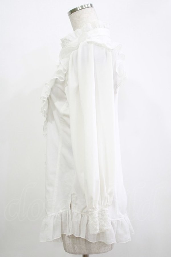 画像2: Qutie Frash / ストライプ切替ブラウス  白 H-25-11-28-050-QU-BL-KB-ZH (2)