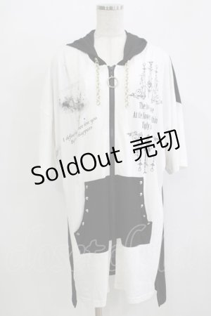 画像: SEX POT ReVeNGe / チェーンフード半袖パーカー  黒×白 H-25-11-28-052-SP-TO-KB-ZH