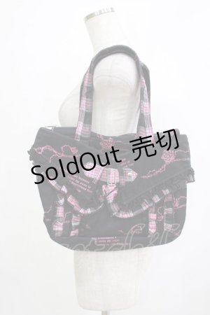 画像: H jelly / チェックフリルトートBAG  ブラック×ピンク H-25-11-28-056-HN-BG-KB-ZH
