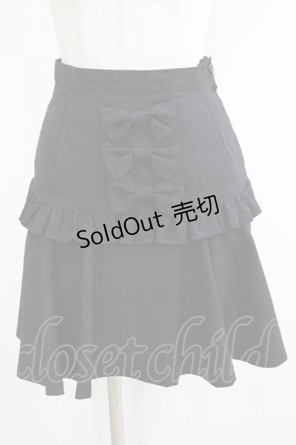 画像1: PEACE NOW / リボンフリルスカート  ブラック H-25-11-28-015-PU-SK-KB-ZH (1)