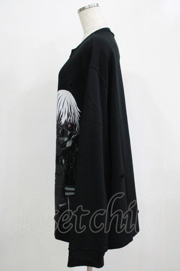 画像2: QOOZA / 東京喰種×QOOZA金木研 ダメージスウェット  ブラック H-25-11-28-023-PU-TO-KB-ZH (2)