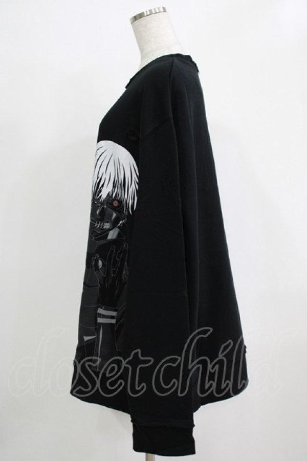 画像2: QOOZA / 東京喰種×QOOZA金木研 ダメージスウェット  ブラック H-25-11-28-024-PU-TO-KB-ZH (2)