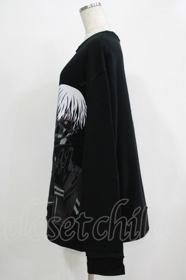 画像2: QOOZA / 東京喰種×QOOZA金木研 ダメージスウェット  ブラック H-25-11-28-025-PU-TO-KB-ZH (2)