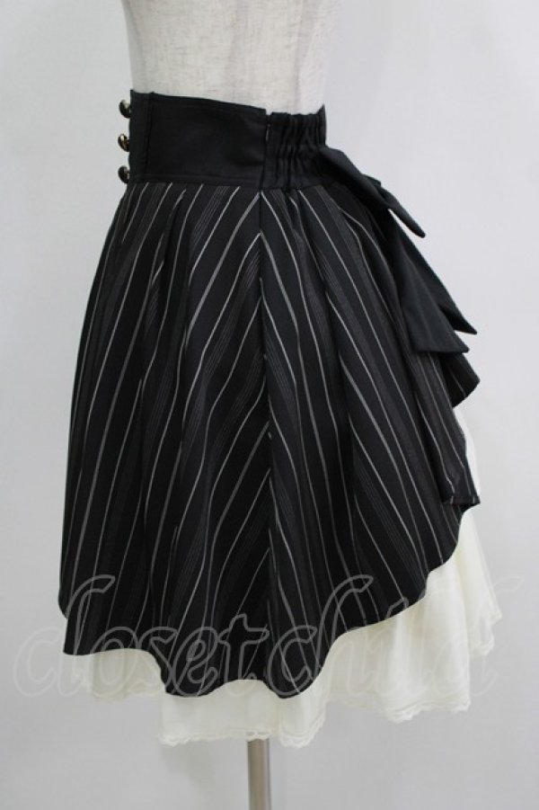 画像2: Secret Honey / ストライプバッスルスカート Free ブラック H-25-11-29-028-CA-SK-NS-ZH (2)