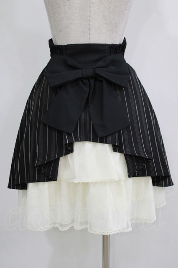 画像3: Secret Honey / ストライプバッスルスカート Free ブラック H-25-11-29-028-CA-SK-NS-ZH (3)
