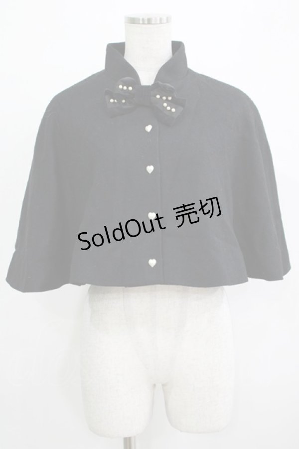 画像1: Innocent World / ハートボタンケープ Free ブラック H-25-11-29-030-IW-JA-NS-ZH (1)