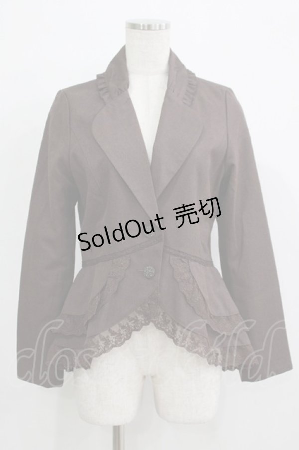 画像1: axes femme / レース配色フィッシュテールジャケット M ブラウン H-25-11-29-033-AX-JA-NS-ZH (1)