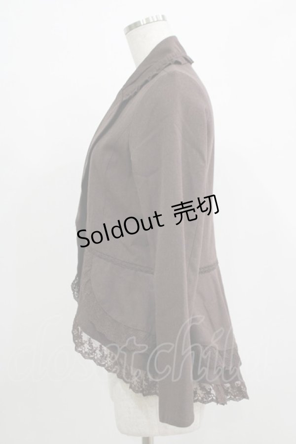 画像2: axes femme / レース配色フィッシュテールジャケット M ブラウン H-25-11-29-033-AX-JA-NS-ZH (2)