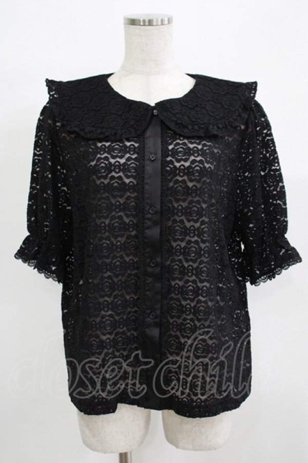 画像1: m petit by misako / TT* AOKレースブラウス LL ブラック H-25-11-29-037-LO-BL-NS-ZH (1)