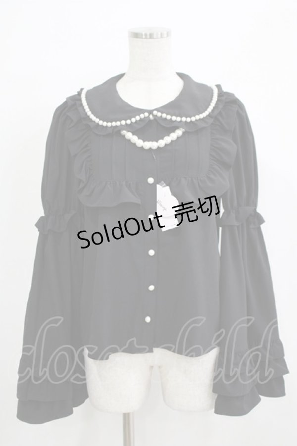 画像1: Ank Rouge / パールひめそでブラウス M ブラック H-25-11-29-038-CA-BL-NS-ZH (1)