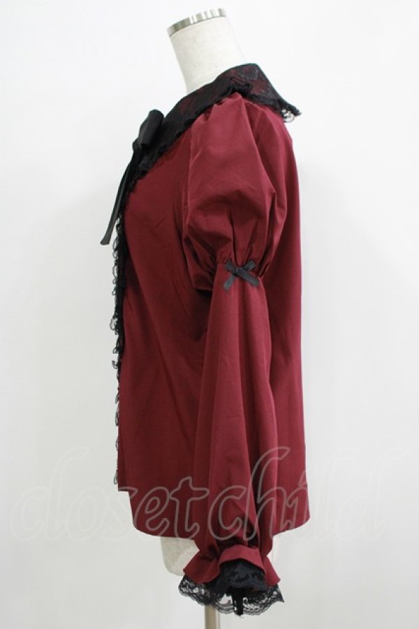 画像2: NOEMIE / レース襟リボンブラウス M ボルドー H-25-11-29-040-LO-BL-NS-ZH (2)