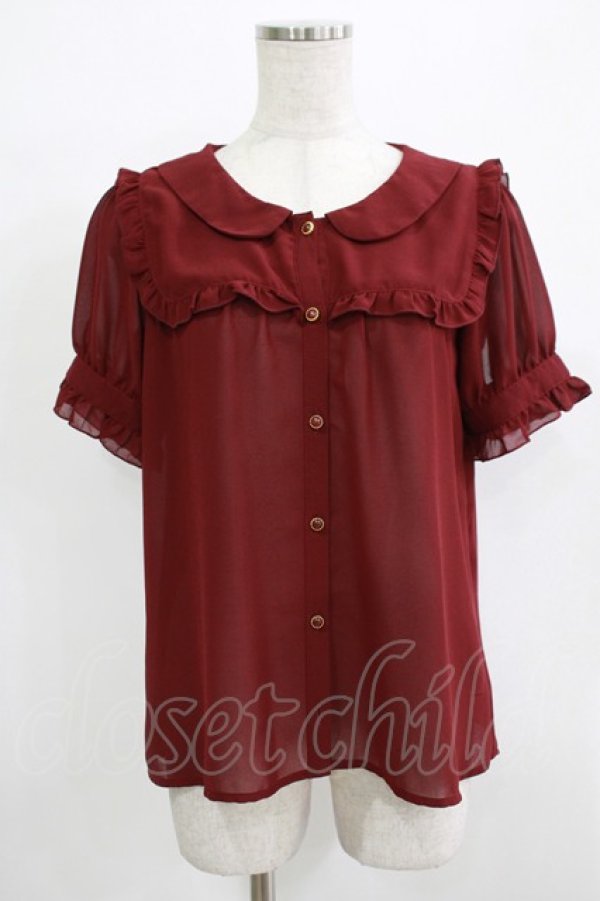 画像1: axes femme POETIQUE / シフォンフリルブラウス M ボルドー H-25-11-29-041-AX-BL-NS-ZH (1)