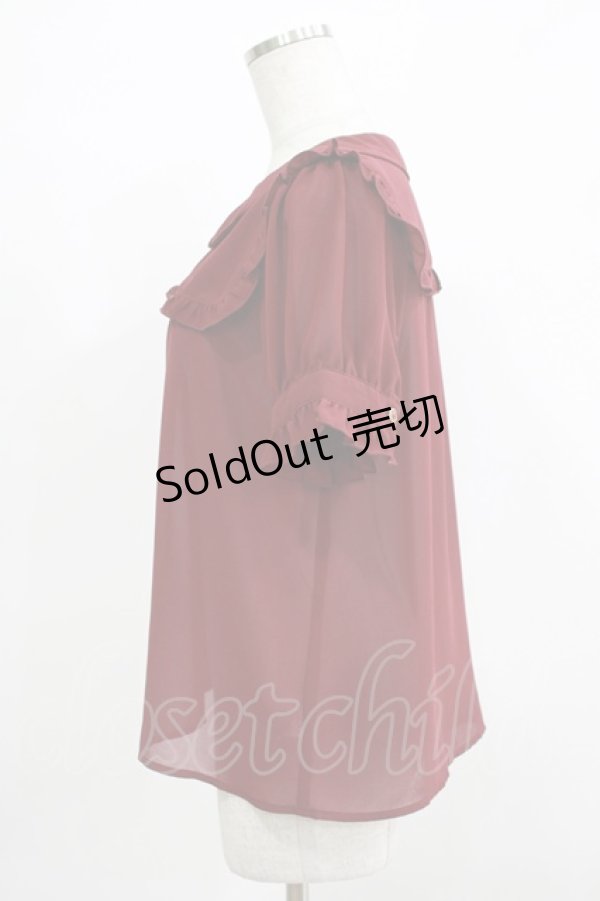 画像2: axes femme POETIQUE / シフォンフリルブラウス M ボルドー H-25-11-29-041-AX-BL-NS-ZH (2)