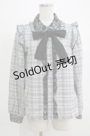 画像: NOEMIE / チェックリボンブラウス M グレー H-25-11-29-048-LO-BL-NS-ZH