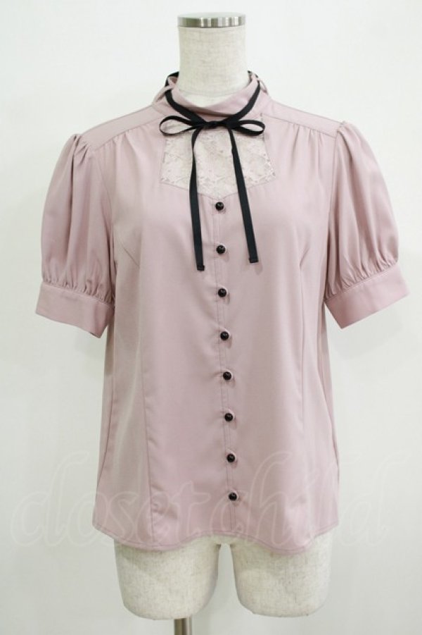 画像1: Ank Rouge / デコルテレースパフブラウス M ピンク H-25-11-29-049-CA-BL-NS-ZH (1)