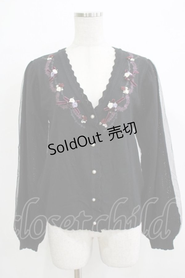 画像1: axes femme / ローズガーデンニットカーディガン M ブラック H-25-11-29-052-AX-TO-NS-ZH (1)