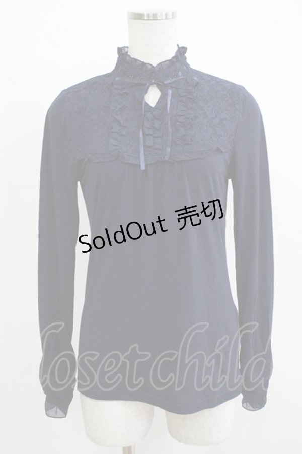 画像1: axes femme / ヨークレースハイネックプルオーバー M ネイビー H-25-11-29-053-AX-TO-NS-ZH (1)