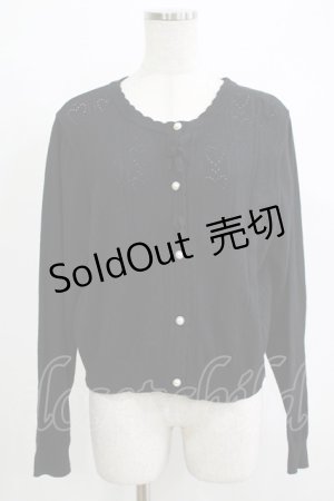 画像: m petit by misako / AM*ハート透かしニットカーディガン LL ブラック H-25-11-29-054-LO-TO-NS-ZH