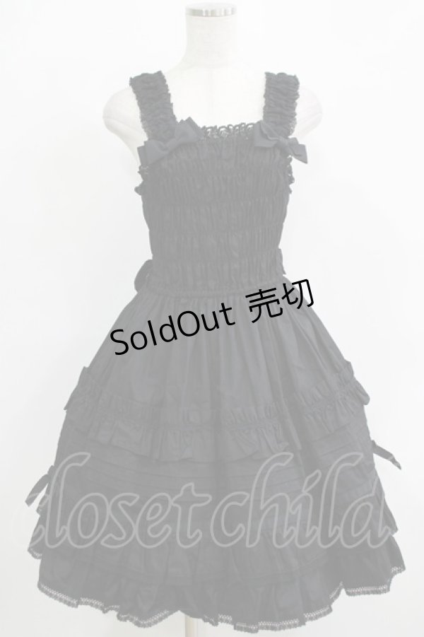 画像1: BABY,THE STARS SHINE BRIGHT / シャーリングジャンパースカート Free ブラック H-25-11-29-005-BA-OP-NS-ZH (1)