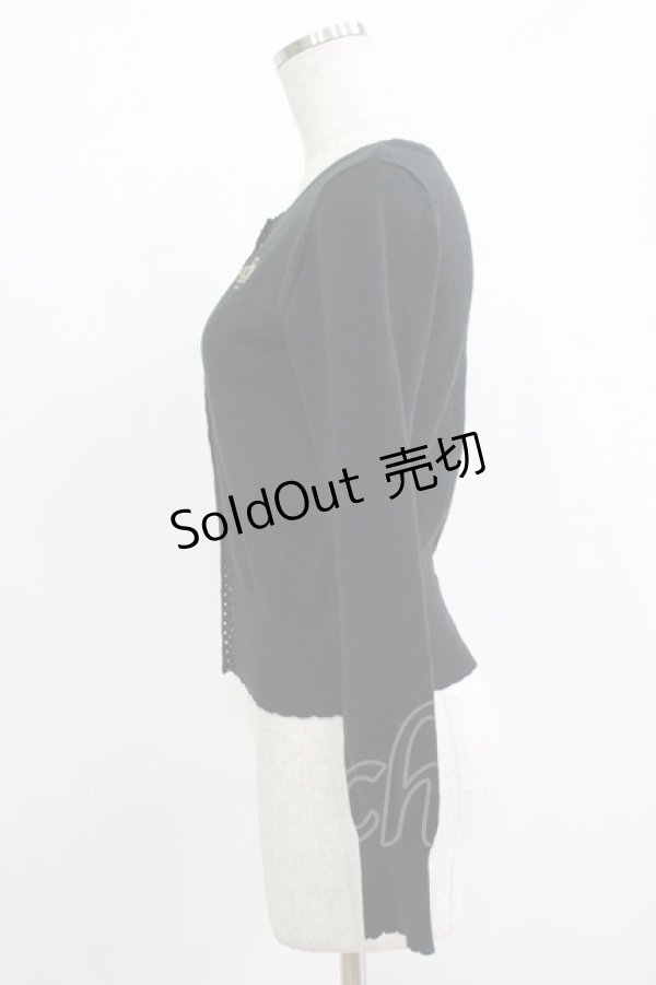 画像2: Angelic Pretty / ロイヤルクラウン刺繍カーディガン Free ブラック H-25-11-29-055-AP-TO-NS-ZH (2)