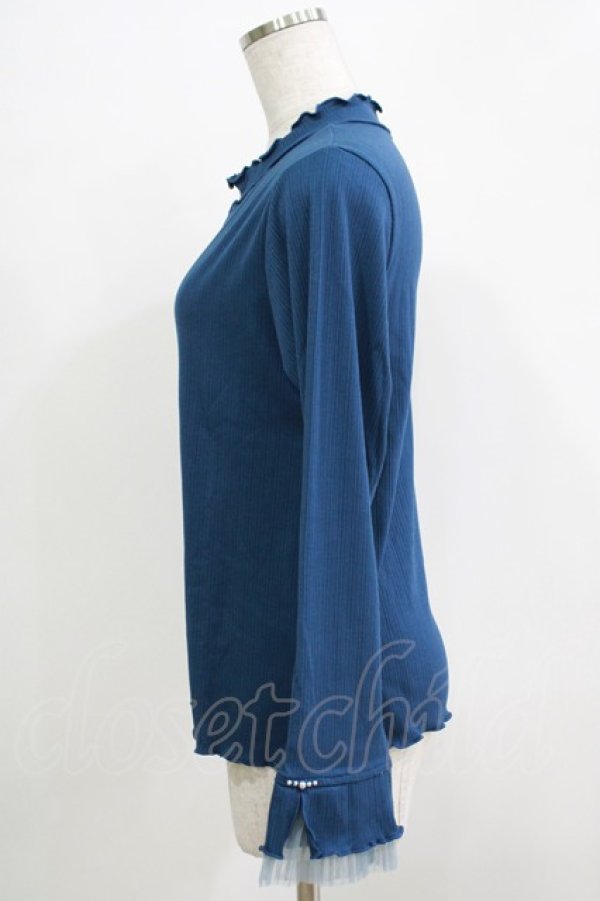 画像2: axes femme / プリーツチュール切替リブプルオーバー Free ブルー H-25-11-29-056-AX-TO-NS-ZH (2)