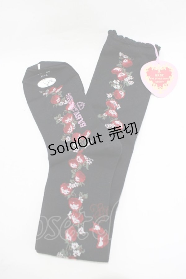画像1: BABY,THE STARS SHINE BRIGHT / Juicy BABY Love Love Berries柄オーバーニーソックス  ブラック H-25-11-29-069-BA-ZA-NS-ZH (1)