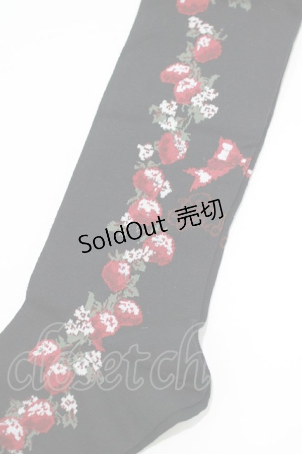 画像2: BABY,THE STARS SHINE BRIGHT / Juicy BABY Love Love Berries柄オーバーニーソックス  ブラック H-25-11-29-069-BA-ZA-NS-ZH (2)
