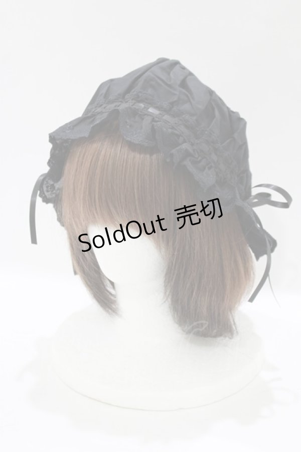 画像1: Kurumi Collaboration / CLK＊フリルキャップ  ブラック H-25-11-29-082-GO-AC-NS-ZH (1)