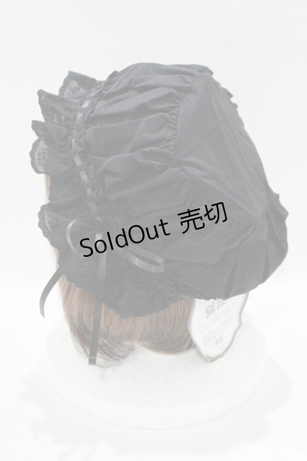 画像2: Kurumi Collaboration / CLK＊フリルキャップ  ブラック H-25-11-29-082-GO-AC-NS-ZH (2)