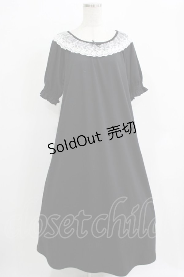 画像1: m petit by misako / レース襟カットワンピース LL ブラック H-25-11-29-013-LO-OP-NS-ZH (1)