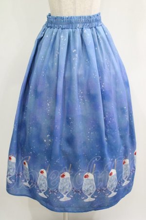 画像: axes femme / クリームソーダ柄スカート Free ブルー H-25-11-29-015-AX-SK-NS-ZH