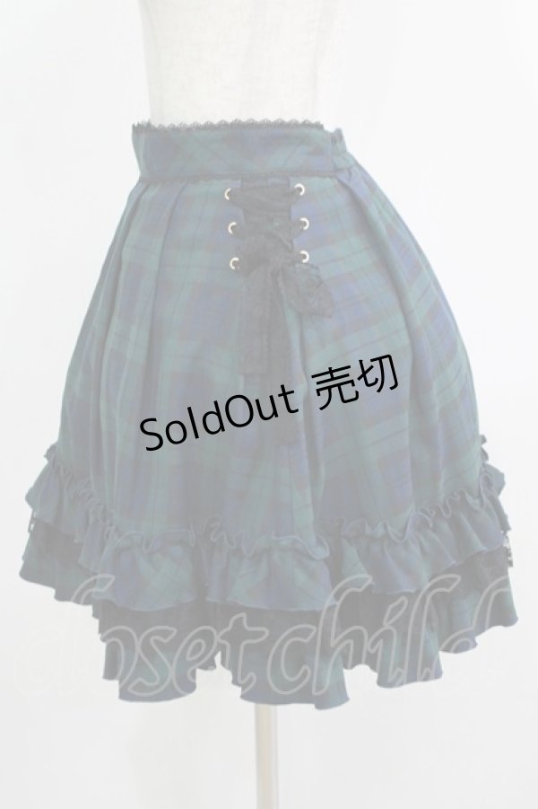 画像2: Secret Honey / タータンチェックフリルスカート Free グリーン H-25-11-29-018-CA-SK-NS-ZH (2)