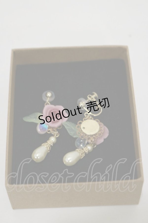画像2: Innocent World / 薔薇とパールのイヤリング  ピンク H-25-12-01-005-IW-AC-NS-ZH (2)