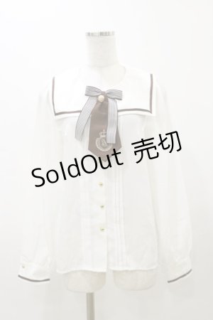 画像: Amavel / ネクタイ付きセーラーブラウス Free オフ/ブラウン H-25-12-01-052-CA-BL-NS-ZH