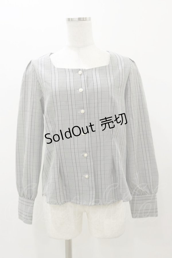 画像1: Fi.n.t / パール釦前あきブラウス Free BLACK×WH H-25-12-01-053-CA-BL-NS-ZH (1)