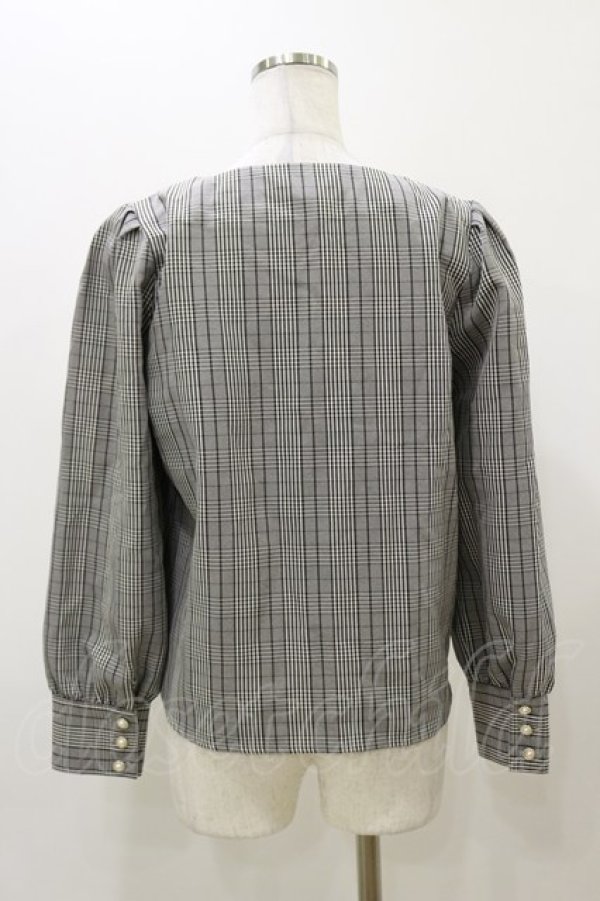 画像2: Fi.n.t / パール釦前あきブラウス Free BLACK×WH H-25-12-01-053-CA-BL-NS-ZH (2)