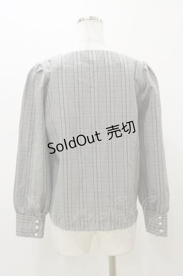 画像2: Fi.n.t / パール釦前あきブラウス Free BLACK×WH H-25-12-01-053-CA-BL-NS-ZH (2)